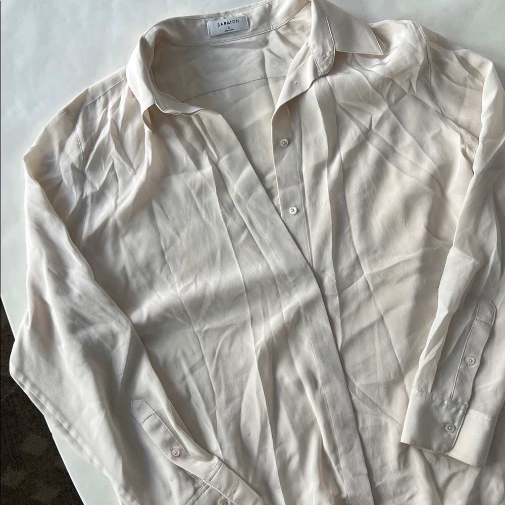 Babaton Artizia Academy Silk Button Up Blouse Top in Cream S $158 - Picture 6 of 10